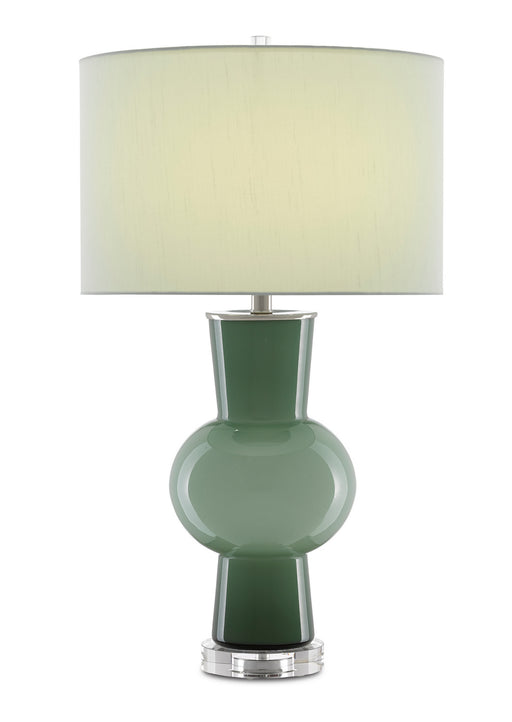 Currey and Company - 6000-0606 - One Light Table Lamp - Light and Dark Green/Polished Nickel/Clear