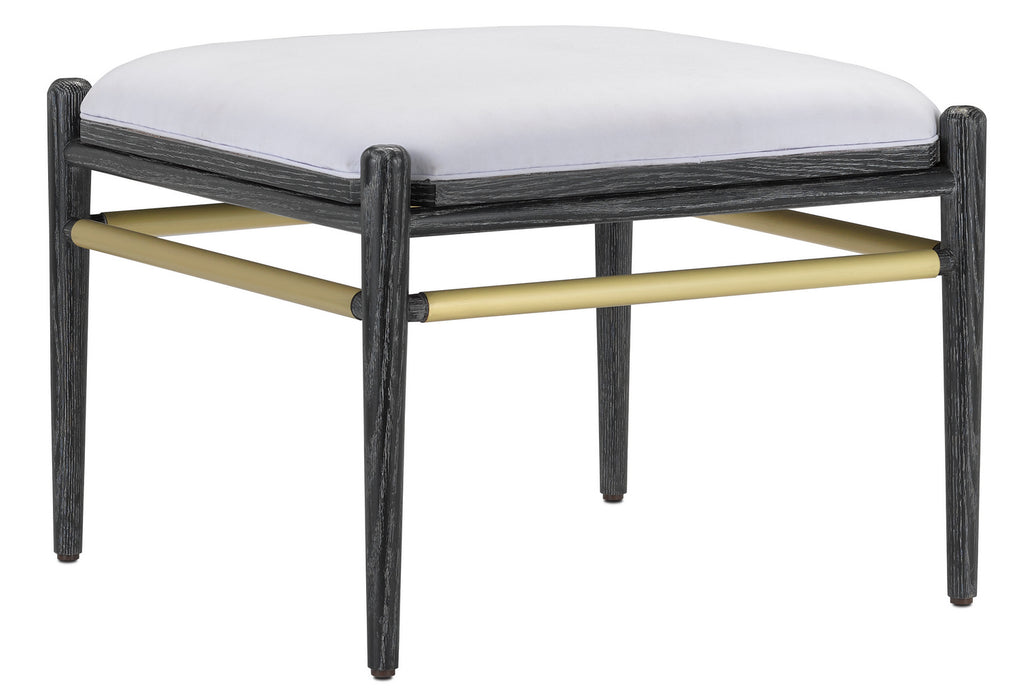 Currey and Company - 7000-0291 - Ottoman - Cerused Black/Brushed Brass