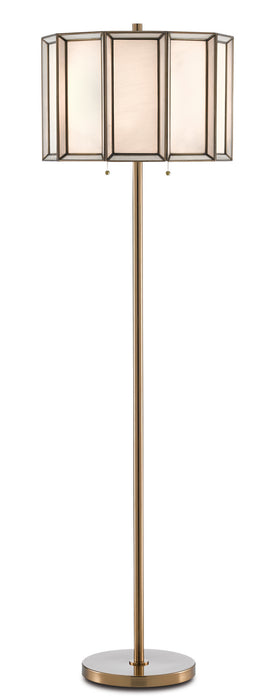 Currey and Company - 8000-0090 - Two Light Floor Lamp - Antique Brass/White