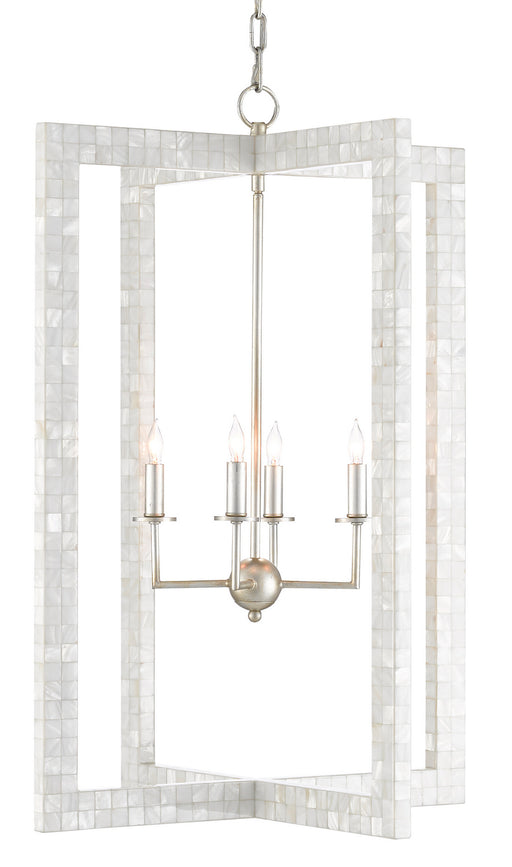 Currey and Company - 9000-0575 - Four Light Chandelier - Mother of Pearl/Silver Leaf