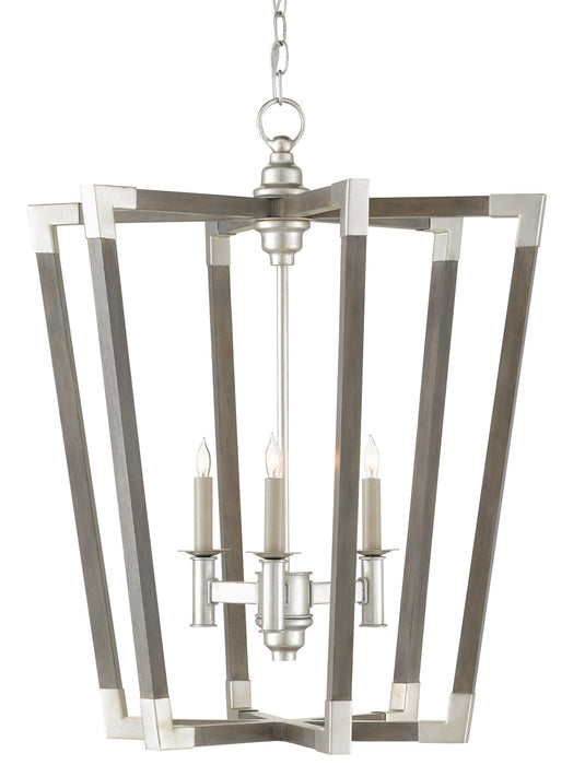 Currey and Company - 9000-0605 - Three Light Chandelier - Chateau Gray/Silver Leaf
