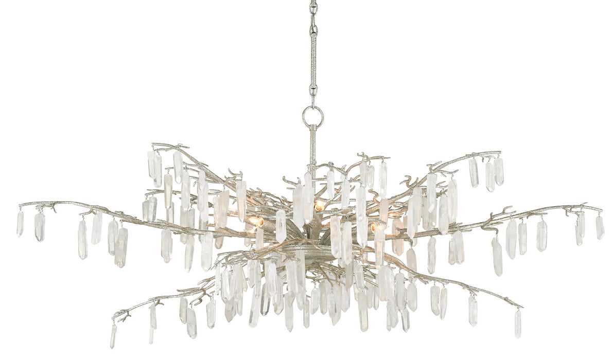 Currey and Company - 9000-0608 - Eight Light Chandelier - Aviva Stanoff - Textured Silver