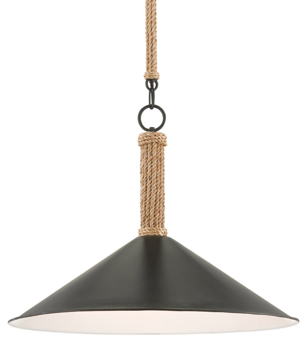 Currey and Company - 9000-0639 - One Light Pendant - Sugar White/Blacksmith/Natural Rope