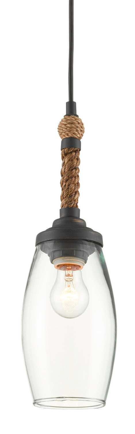 Currey and Company - 9000-0650 - One Light Pendant - French Black/Natural Rope