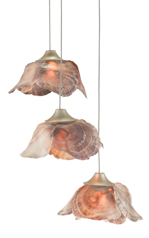 Currey and Company - 9000-0675 - Three Light Pendant - Painted Silver/Silver Leaf/Natural Shell