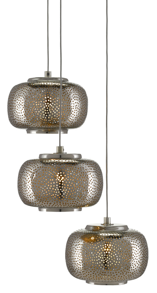 Currey and Company - 9000-0689 - Three Light Pendant - Painted Silver/Nickel
