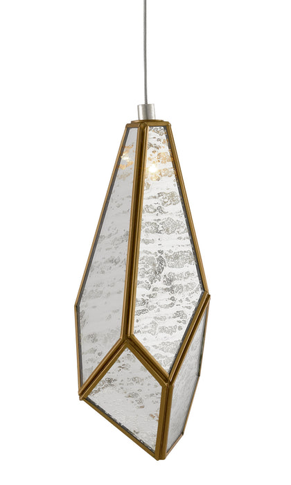 Currey and Company - 9000-0702 - One Light Pendant - Painted Silver/Antique Brass