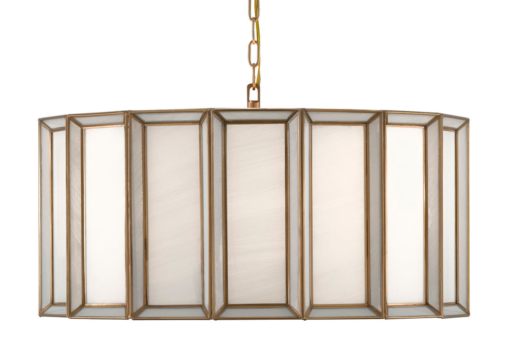 Currey and Company - 9000-0750 - Three Light Pendant - Antique Brass/White