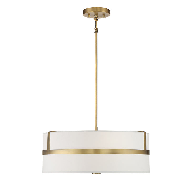 Meridian - M70102NB - Four Light Pendant - Natural Brass