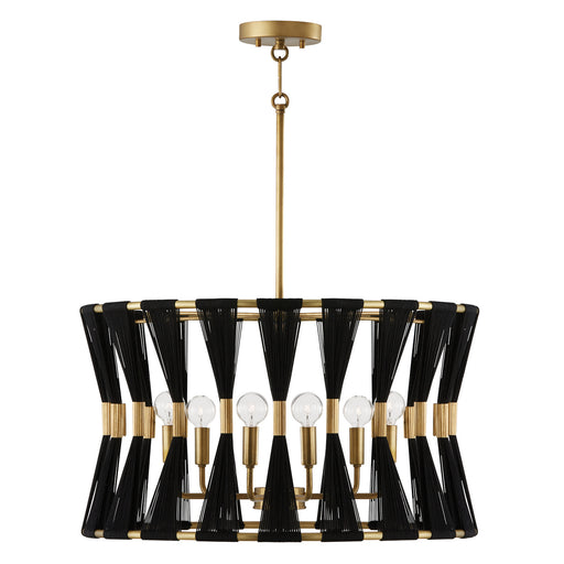 Capital Lighting - 341161KP - Six Light Pendant - Bianca - Black Rope and Patinaed Brass