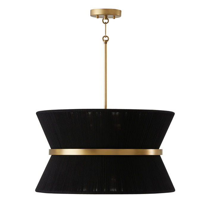 Capital Lighting - 341281KP - Eight Light Pendant - Cecilia - Black Rope and Patinaed Brass