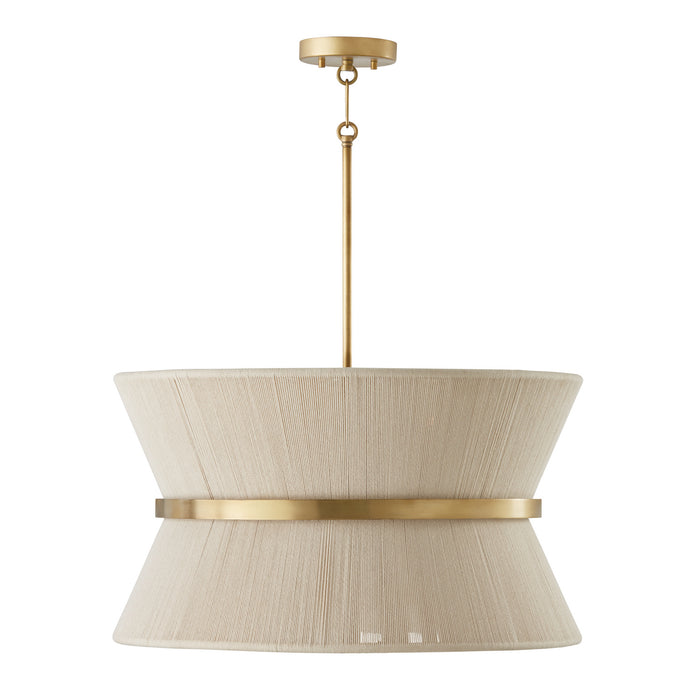 Capital Lighting - 341281NP - Eight Light Pendant - Cecilia - Bleached Natural Rope and Patinaed Brass