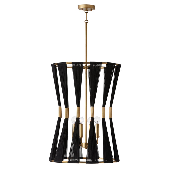 Capital Lighting - 541141KP - Four Light Foyer Pendant - Bianca - Black Rope and Patinaed Brass