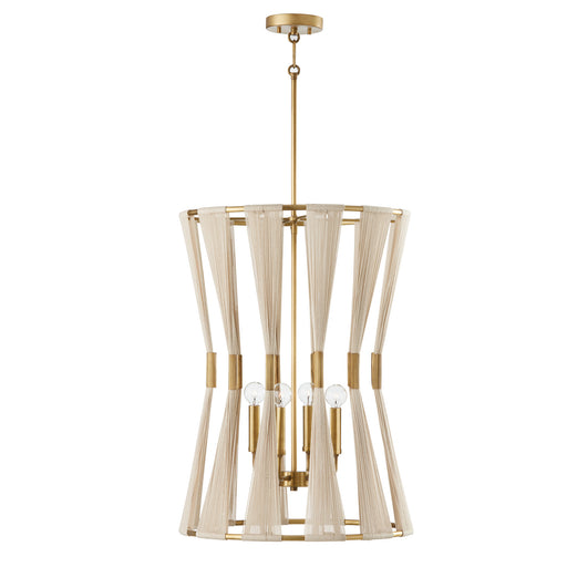 Capital Lighting - 541141NP - Four Light Foyer Pendant - Bianca - Bleached Natural Rope and Patinaed Brass