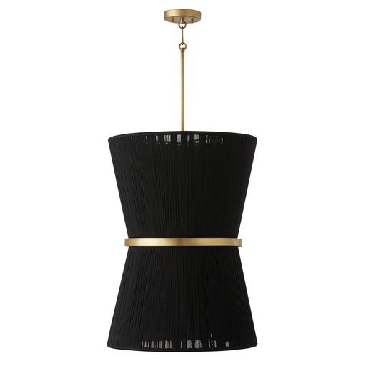Capital Lighting - 541261KP - Six Light Foyer Pendant - Cecilia - Black Rope and Patinaed Brass