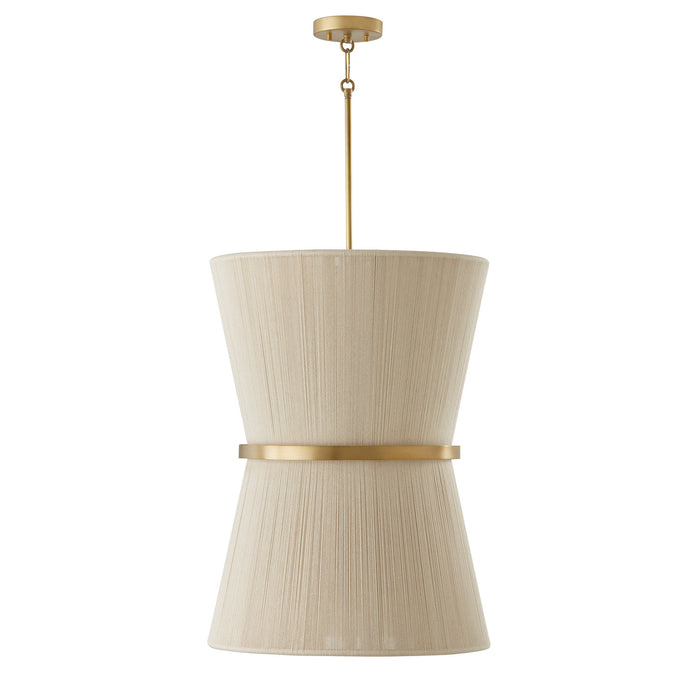 Capital Lighting - 541261NP - Six Light Foyer Pendant - Cecilia - Bleached Natural Rope and Patinaed Brass