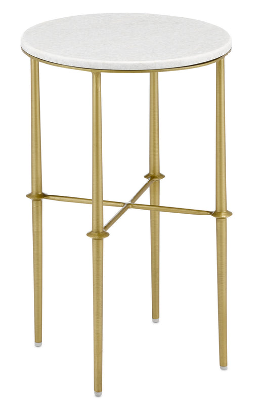 Currey and Company - 3000-0182 - Accent Table - Brass/White