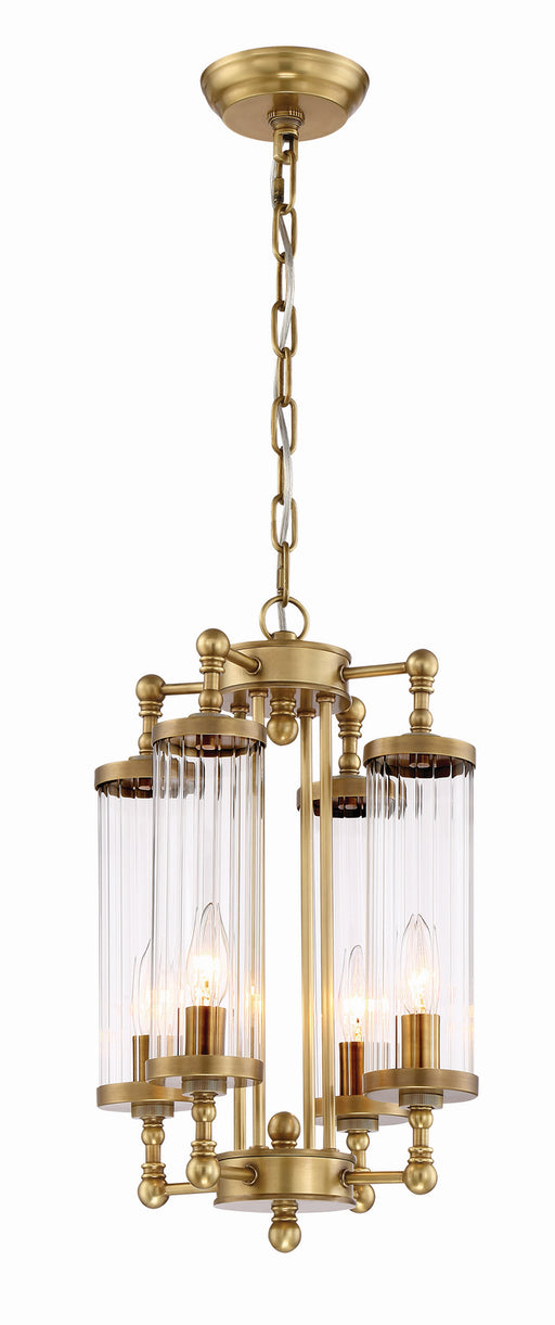 Zeev Lighting - P30070-4-AGB - Pendant - Regis - Aged Brass With Fluted Glass