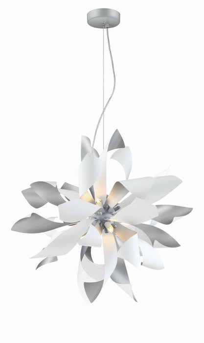 Zeev Lighting - P30085-6-S+MW - Pendant - Bloom - Silver / Matte White