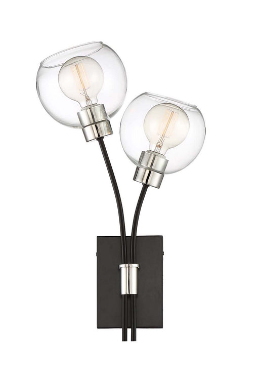 Zeev Lighting - WS70028-2-PN+MBK - Wall Sconce - Pierre - Polished Nickel / Matte Black With Glass
