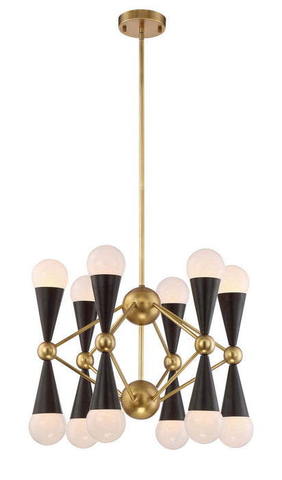 Zeev Lighting - CD10169-12-AGB+MBK - LED Chandelier - Crosby - Aged Brass / Matte Black With White Acrylic Globes