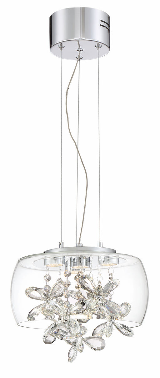 Zeev Lighting - MP40027-LED-CH - LED Mini Pendant - Destiny - Chrome With Glass Shade With Crystals