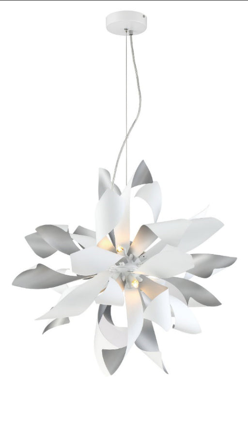 Zeev Lighting - P30086-6-BB+MW - Pendant - Bloom - Brushed Brass / Matte White