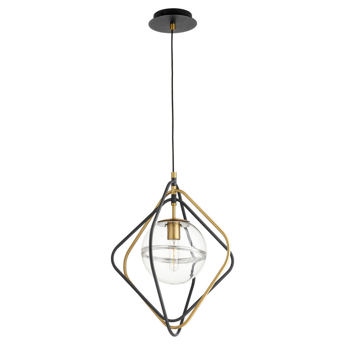 Quorum - 6802-6980 - One Light Pendant - Noir w/ Aged Brass