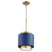 Quorum - 8010-3280 - One Light Pendant - Aged Brass w/ Blue