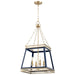 Cyan - 10904 - Four Light Pendant - Blue And Aged Brass