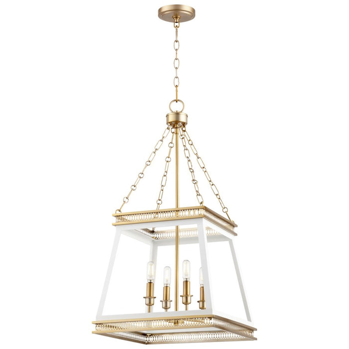 Cyan - 10905 - Four Light Pendant - White And Aged Brass