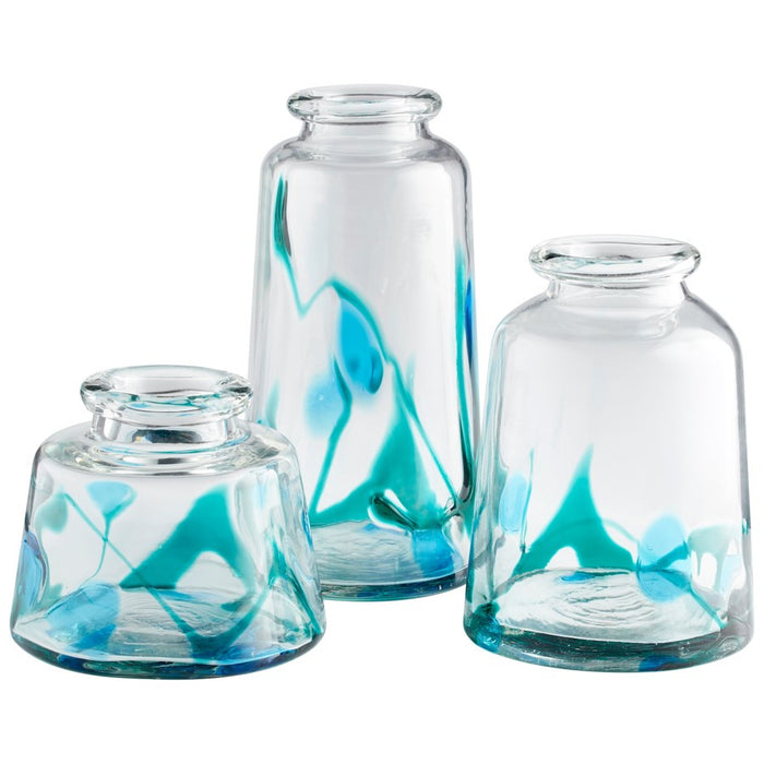 Cyan - 11071 - Vase - Blue/Clear