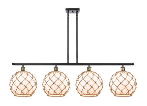 Ballston Four Light Island Pendant Black Antique Brass