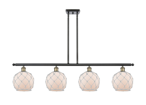 Ballston Four Light Island Pendant Black Antique Brass