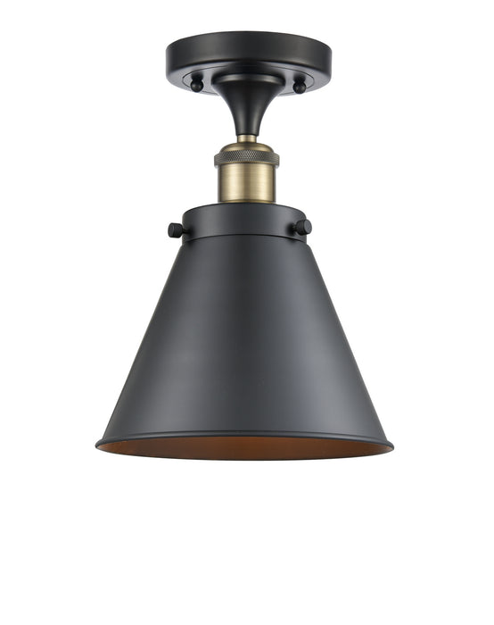 Innovations - 916-1C-BAB-M13-BK - One Light Semi-Flush Mount - Ballston - Black Antique Brass