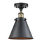 Innovations - 916-1C-BAB-M13-BK - One Light Semi-Flush Mount - Ballston - Black Antique Brass