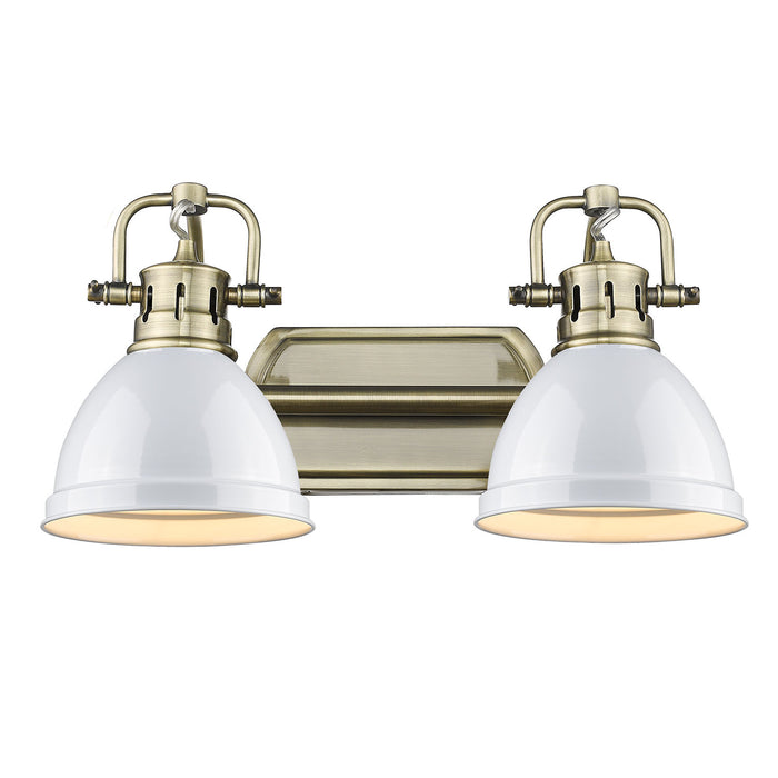 Golden - 3602-BA2 AB-WH - Two Light Bath Vanity - Aged Brass
