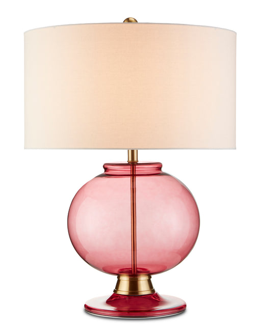 Currey and Company - 6000-0717 - One Light Table Lamp - Jocasta - Clear Red/Brass