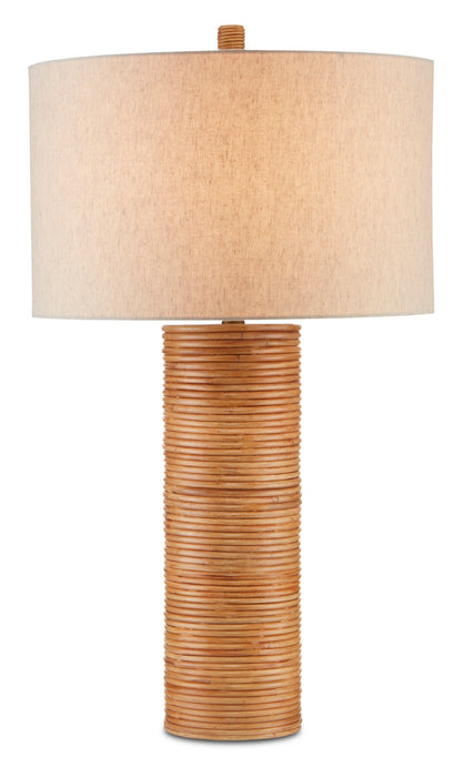 Currey and Company - 6000-0735 - One Light Table Lamp - Salome - Brass/Natural Rattan