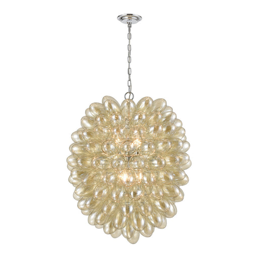 ELK Home - D4372 - Six Light Chandelier - Bubble Up - Chrome, Amber-Plated Glass, Amber-Plated Glass