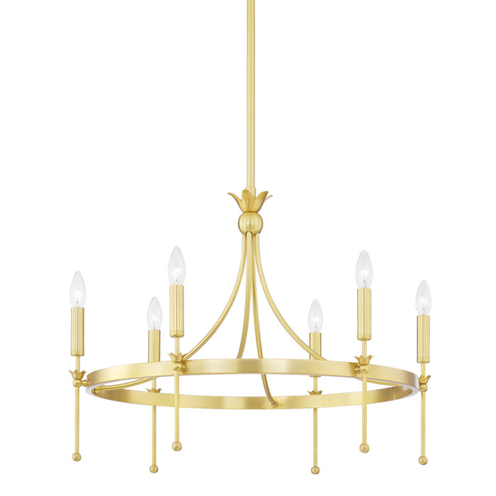 Hudson Valley - 4327-AGB - Six Light Chandelier - Gates - Aged Brass