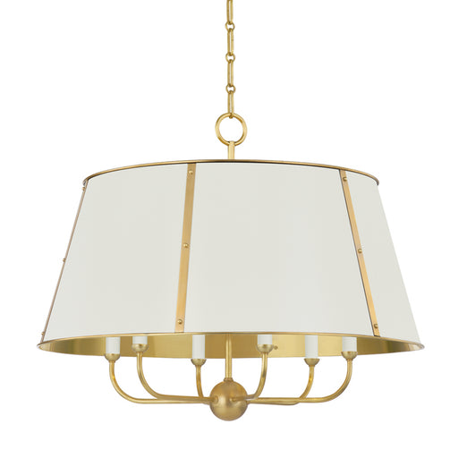 Hudson Valley - MDS121-AGB/OW - Six Light Chandelier - Cambridge - Aged Brass/Off White