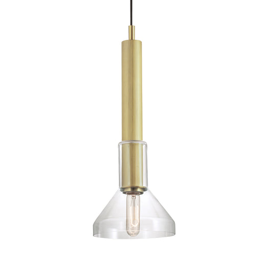 Norwell Lighting - 5386-SB-CL - One Light Pendant - Funnel - Satin Brass