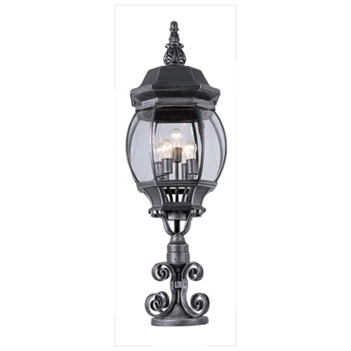 Trans Globe Imports - 4062 SWI - Four Light Postmount Lantern - Parsons - Swedish Iron