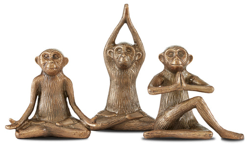 Currey and Company - 1200-0518 - Monkey Set of 3 - Antique Brass