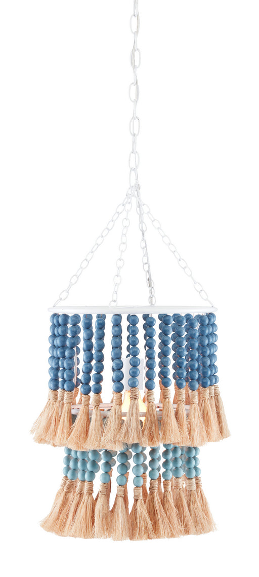 Currey and Company - 9000-0831 - One Light Pendant - Jamie Beckwith - Sugar White/Mist Blue/Demin Blue/Natural Rope