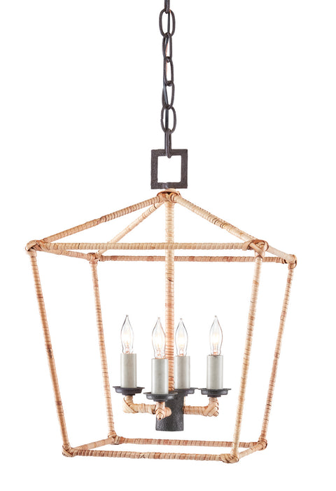 Currey and Company - 9000-0873 - Four Light Lantern - Mole Black/Natural Rattan