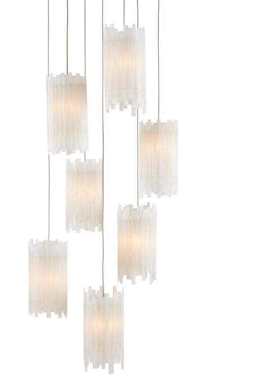 Currey and Company - 9000-0883 - Seven Light Pendant - Natural/Painted Silver