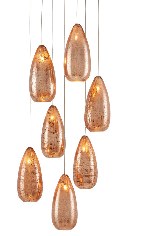 Currey and Company - 9000-0904 - Seven Light Pendant - Copper/Silver/Painted Silver
