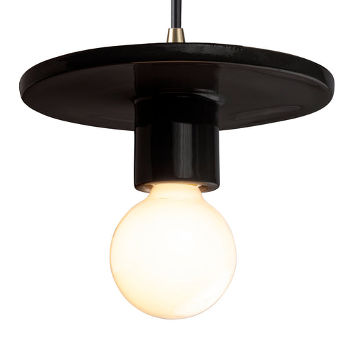 Justice Designs - CER-6320-BLK-ABRS-BKCD - One Light Pendant - Radiance Collection - Gloss Black